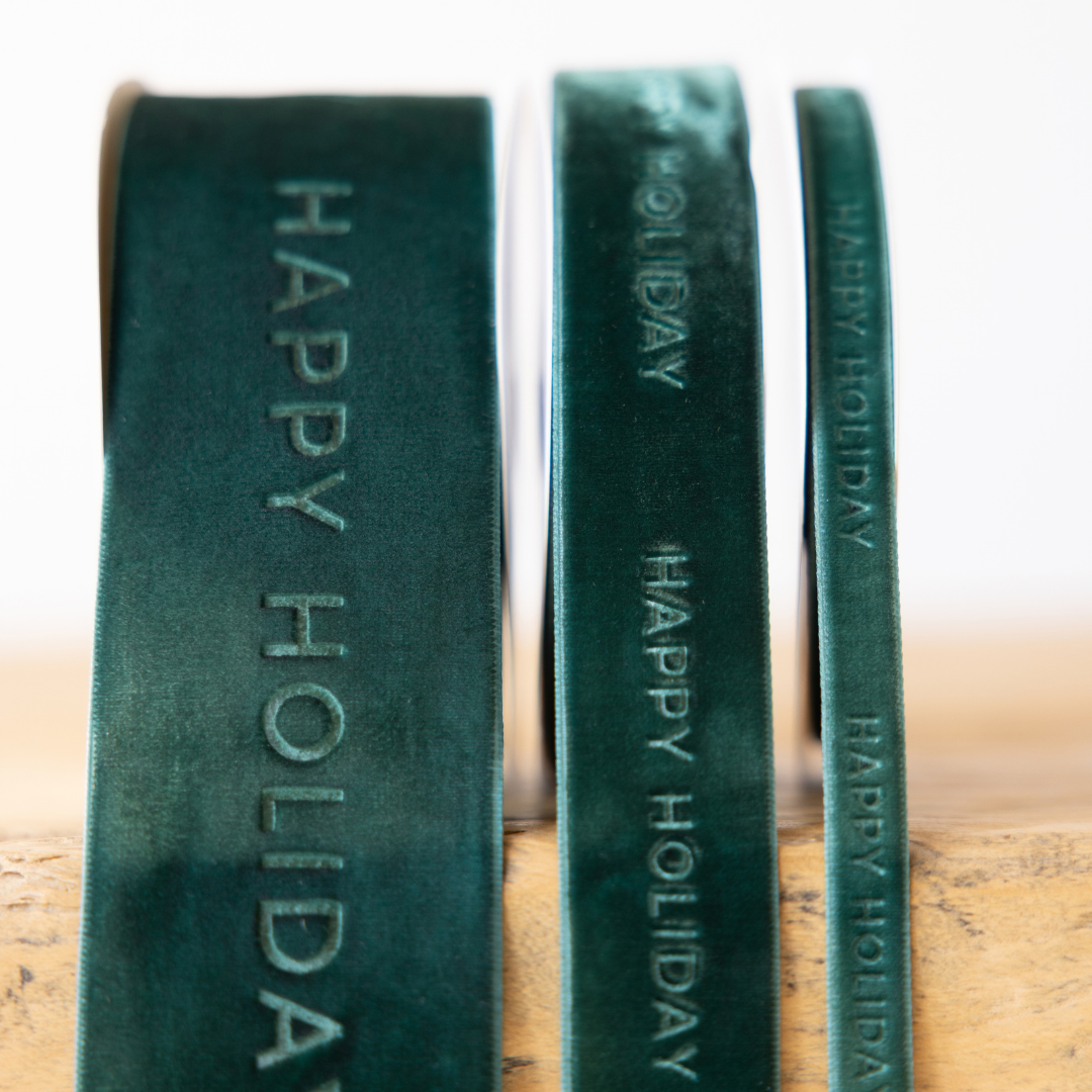Happy Holiday Ribbon Velvet Green By Luxe B Co.