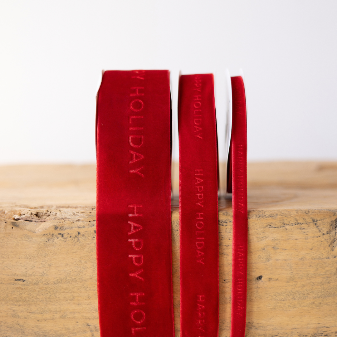 Happy Holiday Ribbon Velvet Red By Luxe B Co.