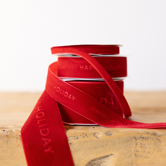 Happy Holiday Ribbon Velvet Red By Luxe B Co.