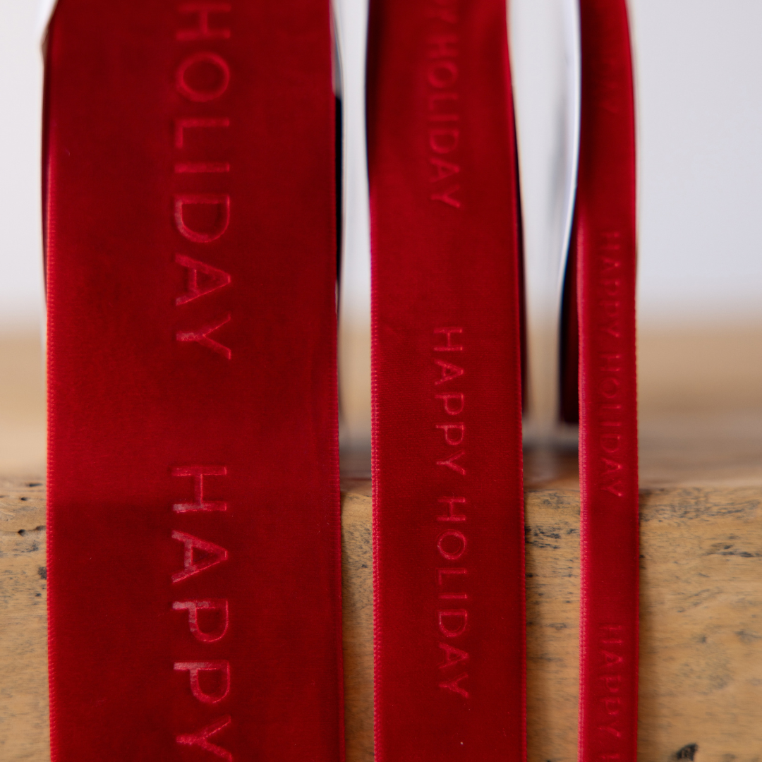 Happy Holiday Ribbon Velvet Red By Luxe B Co.