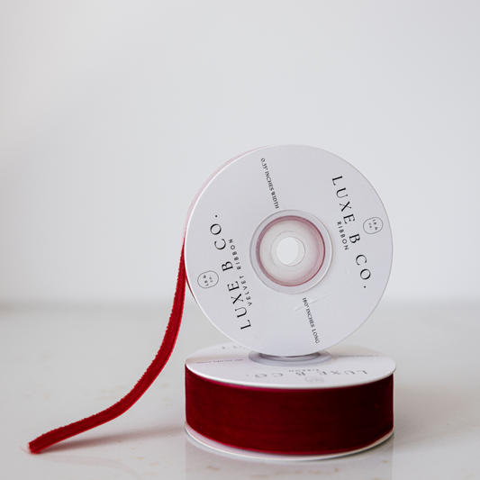 Garnet Red Velvet Ribbon Holiday Decor | By Luxe B Co. 