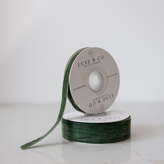Forest Green Velvet Ribbon Holiday Decor | By Luxe B Co. 