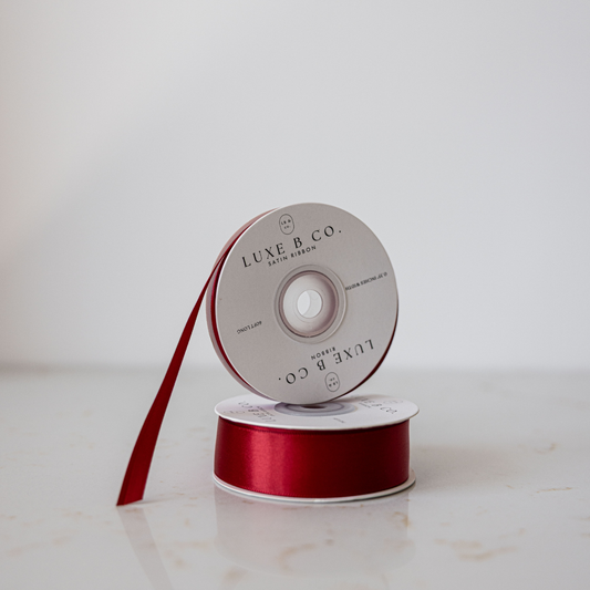 Garnet Red Satin Ribbon Holiday Decor | By Luxe B Co. 
