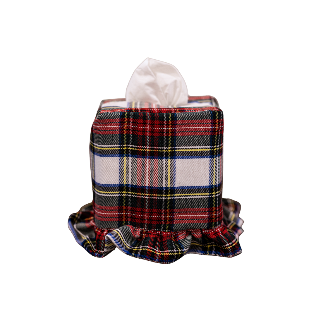 Holiday Plaid Cotton Tissue Box Cover By Luxe B Co. 