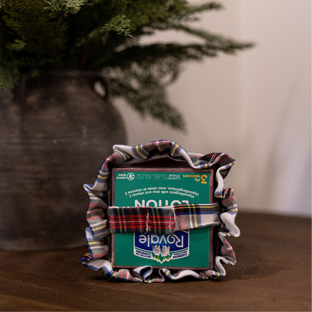 Holiday Plaid Cotton Tissue Box Cover By Luxe B Co. 