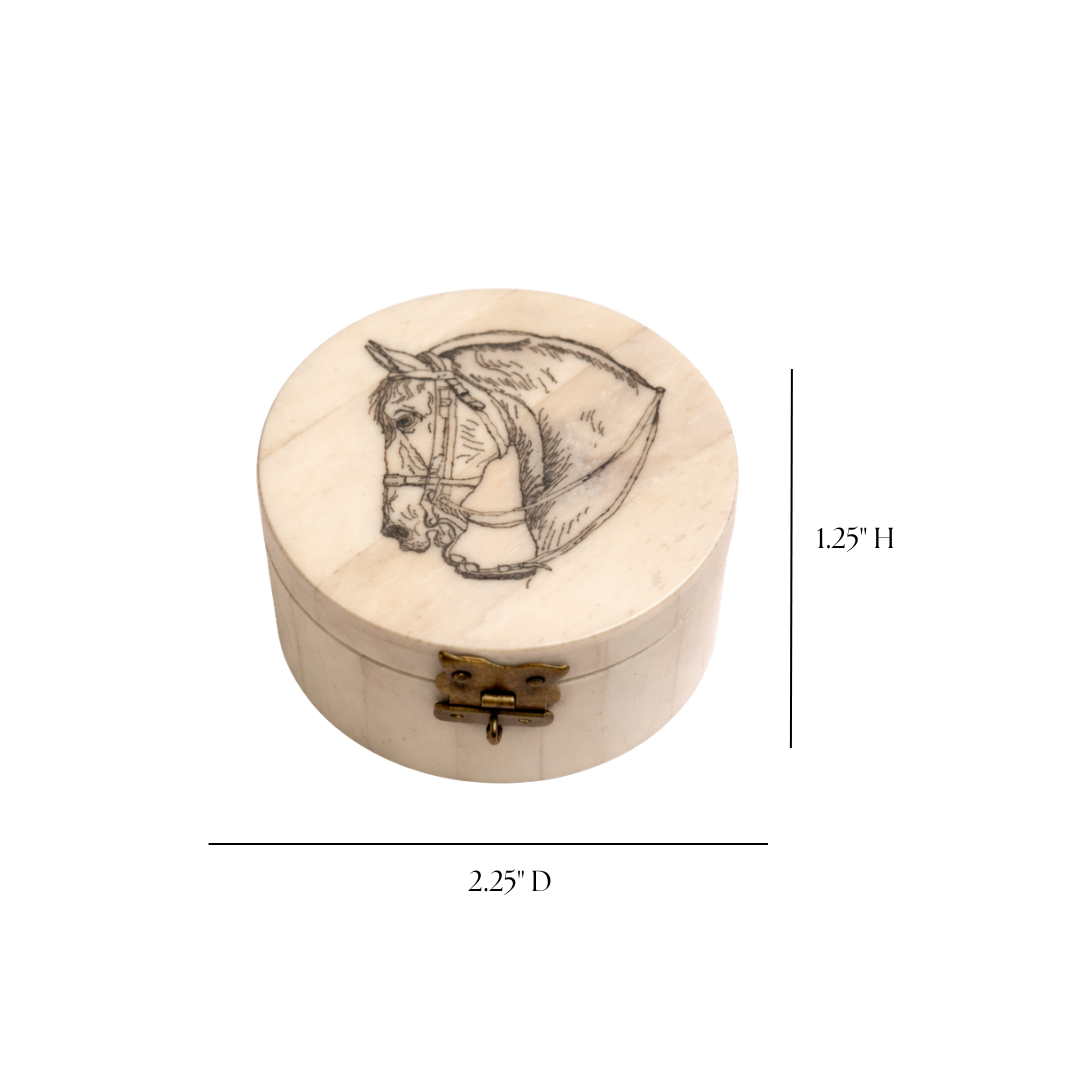 Horse Head Round Bone Trinket Box | By Luxe B Co.