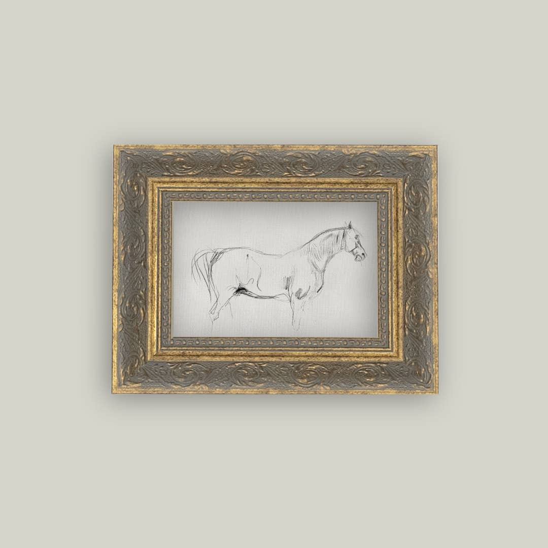 Horse Sketch Framed Antique Art - Luxe B Co