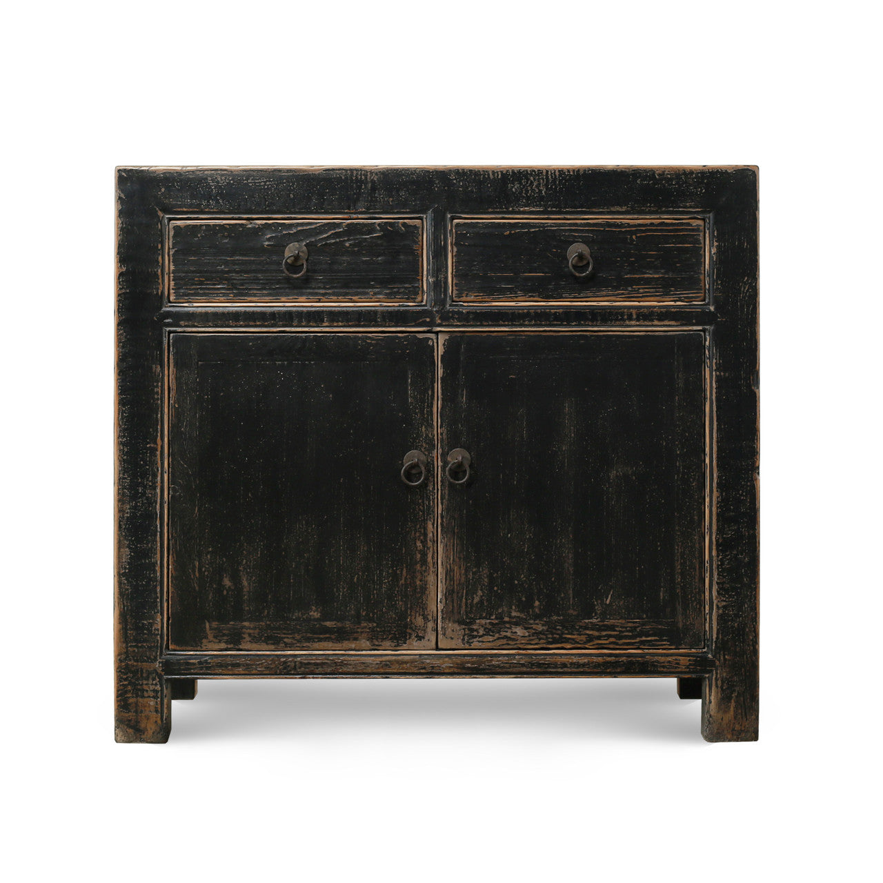 Indio Elm Wood Two Drawer Console Table Grand Black Wash | By Luxe B Co.