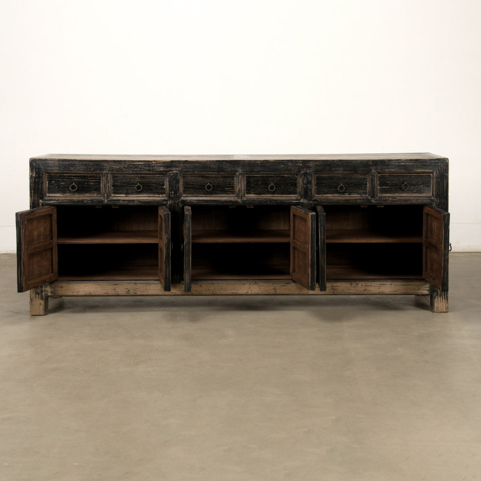 Indio Reclaimed Elm Wood Elm Console Black Wash | By Luxe B Co.