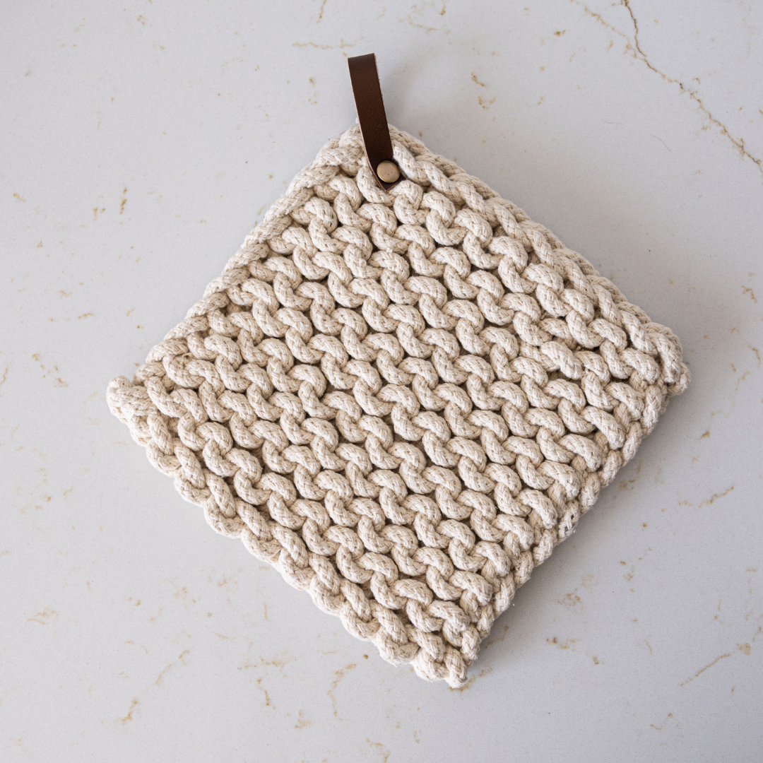 Ivory Knitted Pot Holder | By Luxe B Co.