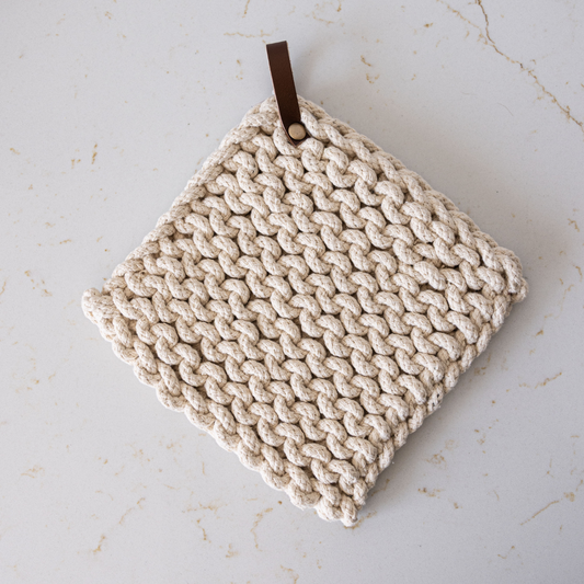 Ivory Knitted Pot Holder | By Luxe B Co.