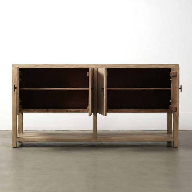 Laguna Four Door Reclaimed Elm Wood Sideboard With Shelf | By Luxe B Co.