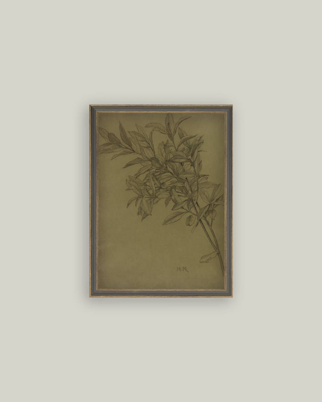 Leaves On Green Framed Antique Art - Luxe B Co