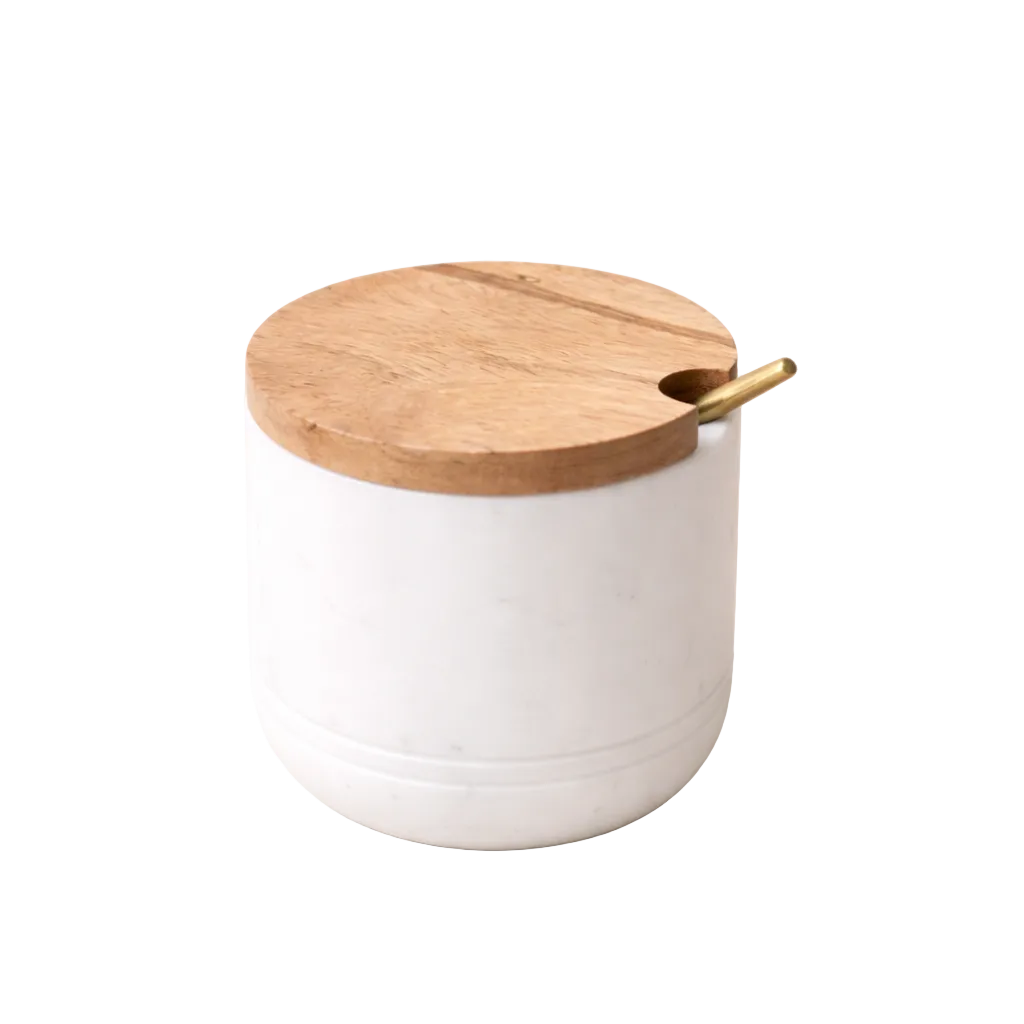 Lidded Marble Salt Cellar & Spoon | By Luxe B Co.
