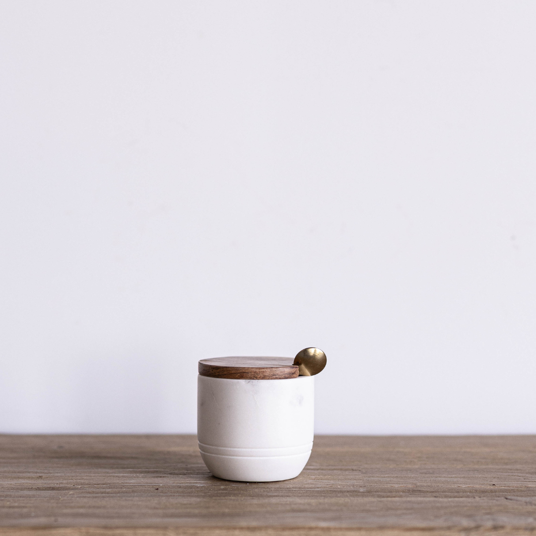 Lidded Marble Salt Cellar & Spoon | Luxe B Co.