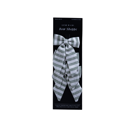 Light Green Striped Mini Fabric Bows with Clips Set By Luxe B Co. 