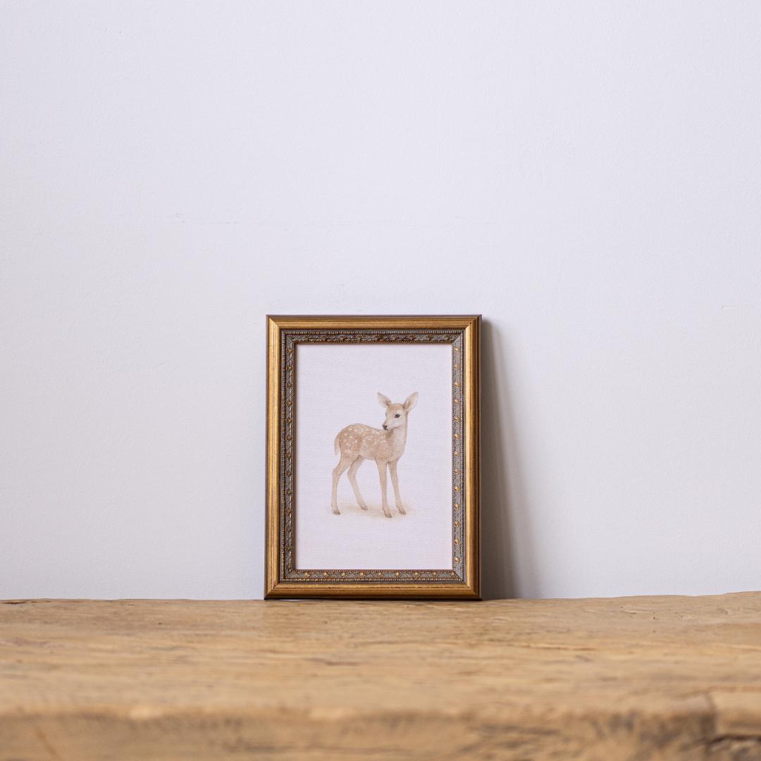 Little Deer | Antique Inspired Brass Mould Framed Art By Luxe B Co. 