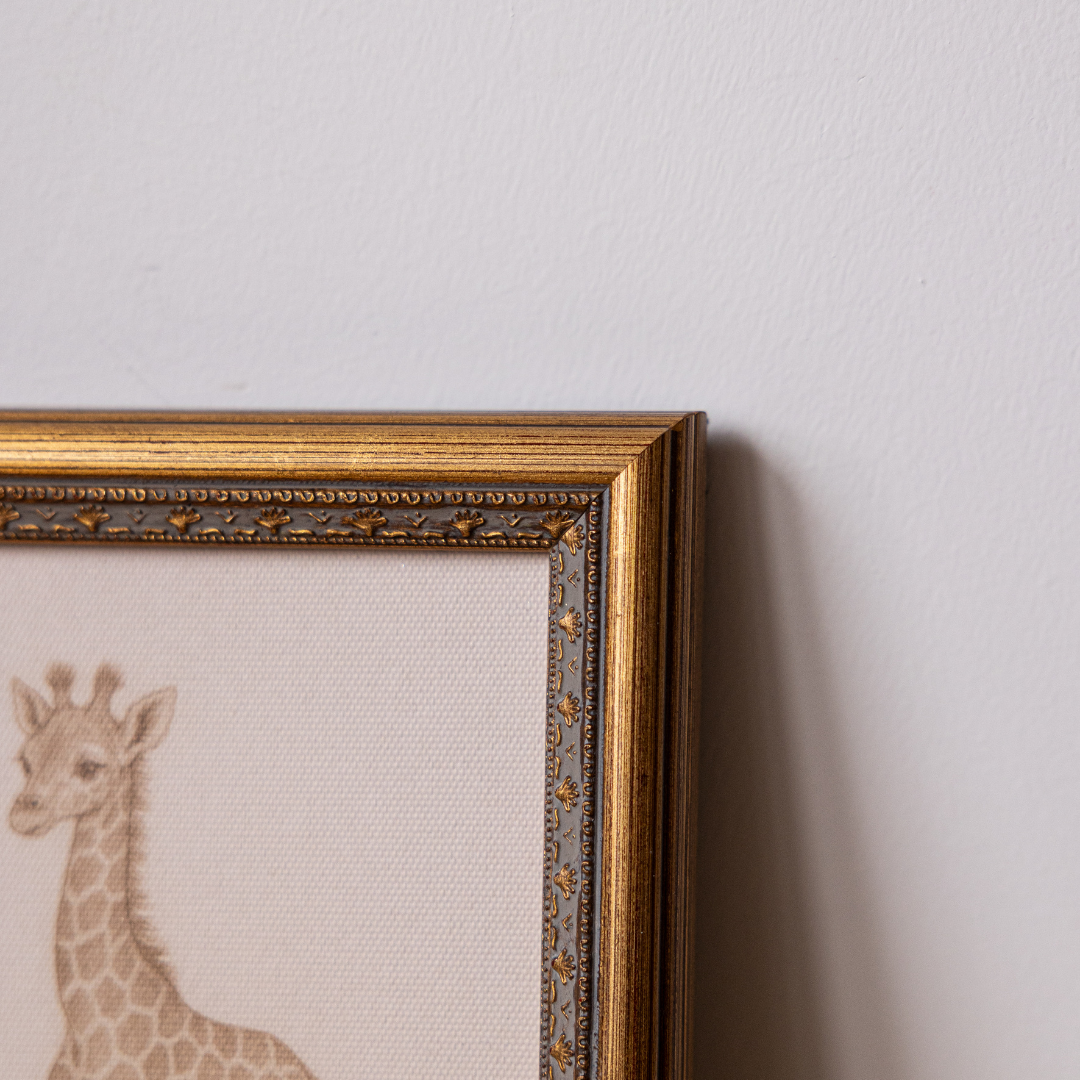 Little Giraffe | Antique Inspired Brass Mould Framed Art By Luxe B Co. 