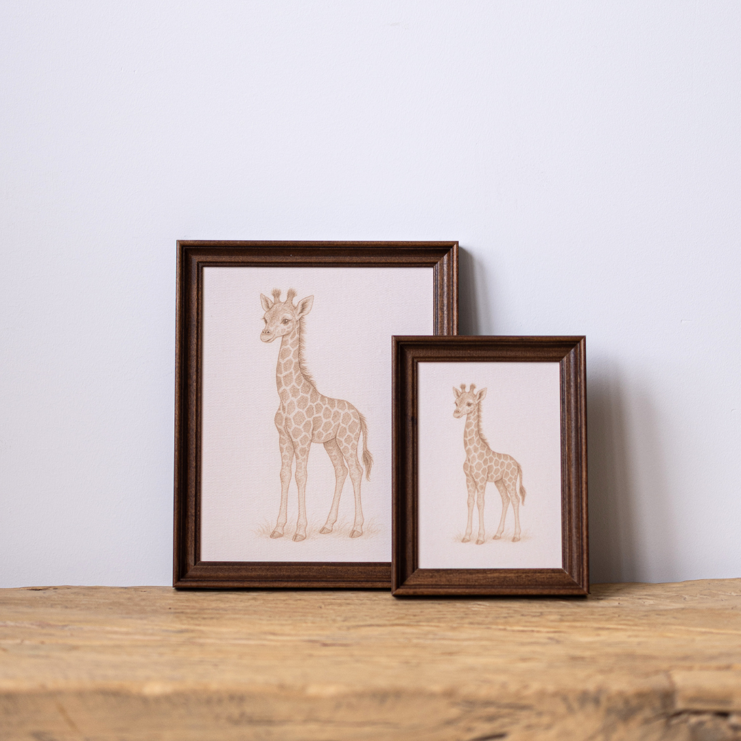 Little Giraffe | Antique Inspired Classic Westbury Framed Art By Luxe B Co.