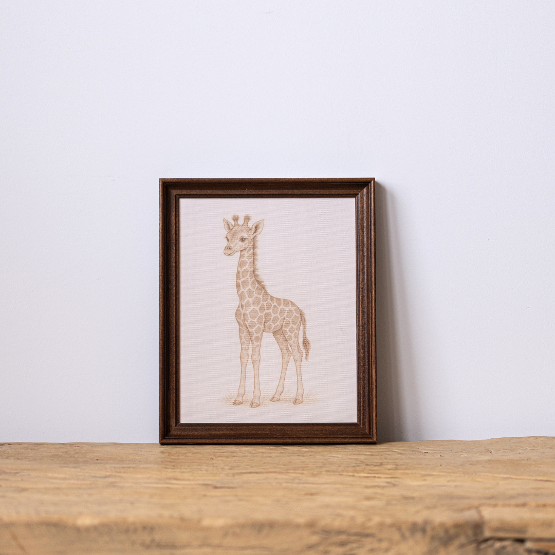 Little Giraffe | Antique Inspired Classic Westbury Framed Art By Luxe B Co.