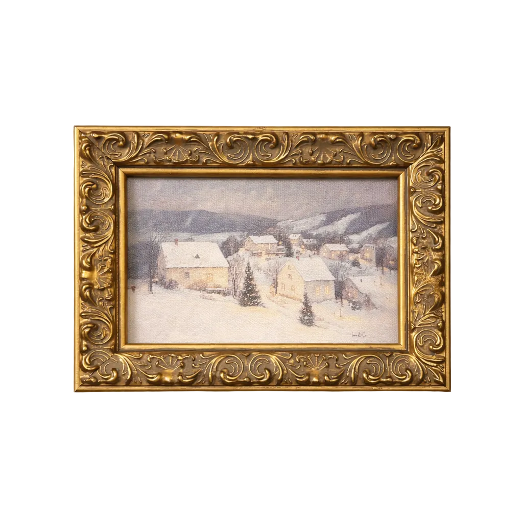 Antique-inspired brass framed art titled Lunar Night by Luxe B Co, featuring a detailed lunar landscape illustration.