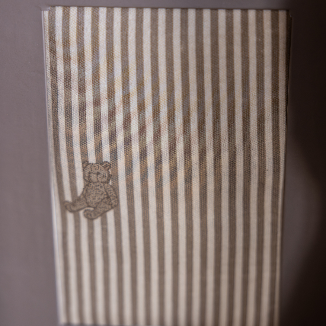 Beige & Brown Striped Bear Crib Sheet | By Luxe B Co. 