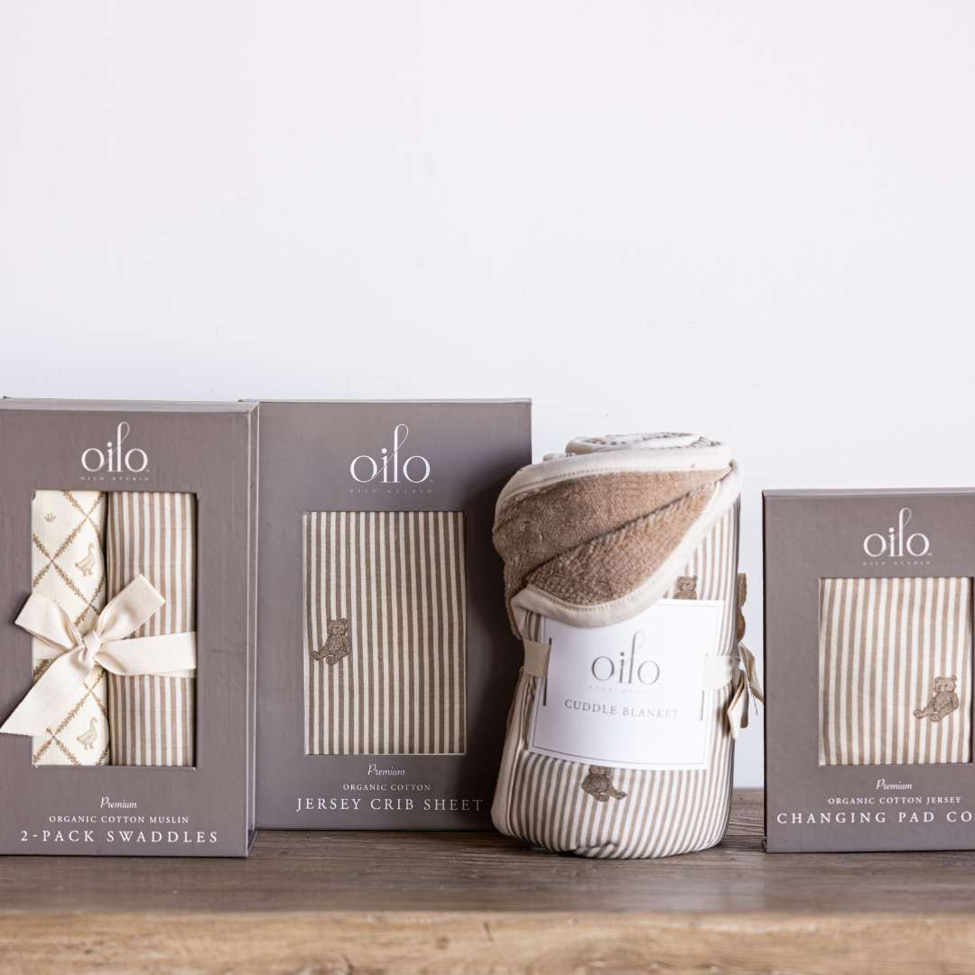 Beige & Brown Striped Bear Plush Blanket | By Luxe B Co. 