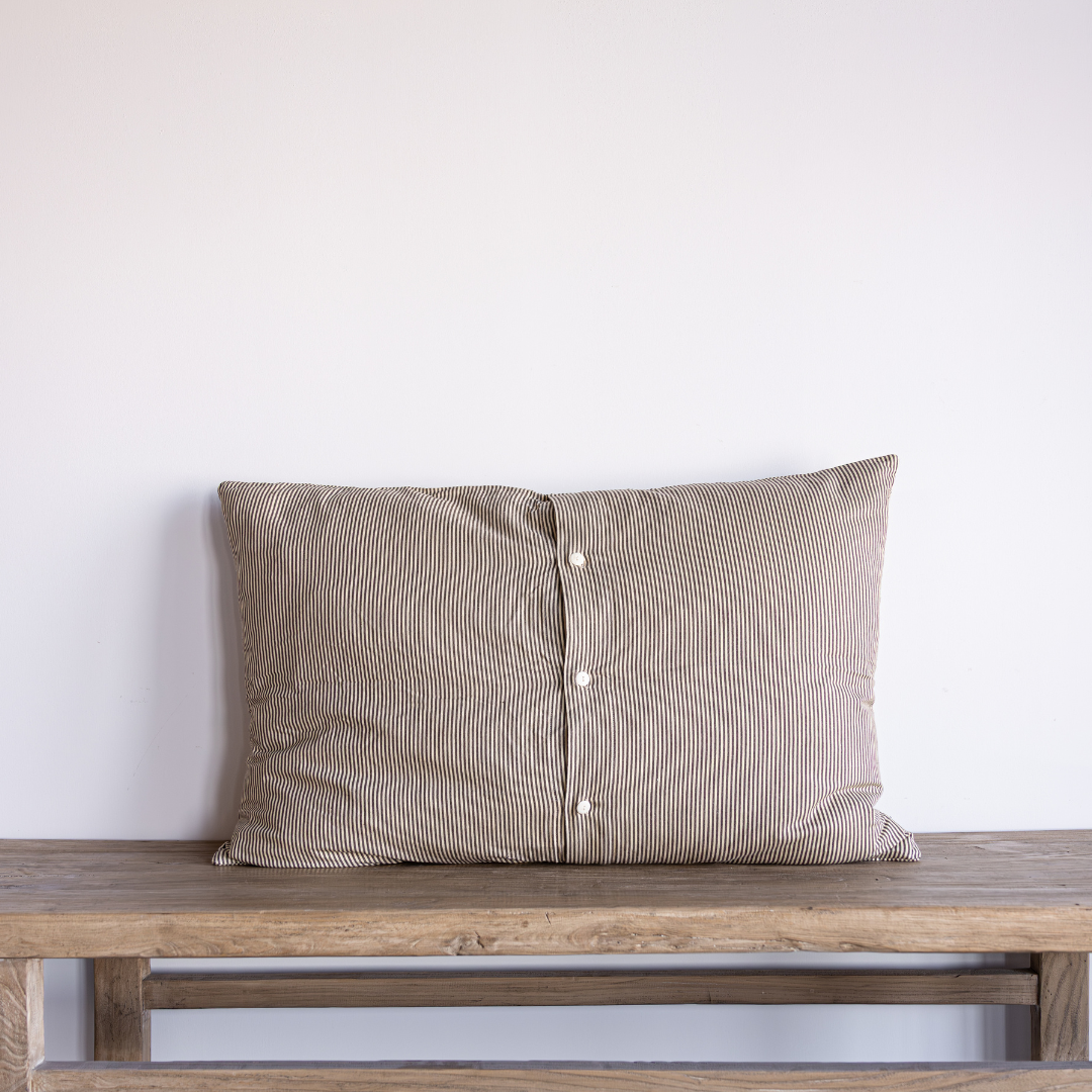 Pinstriped Brown Striped Quilted King Pillow | By Luxe B Co. 
