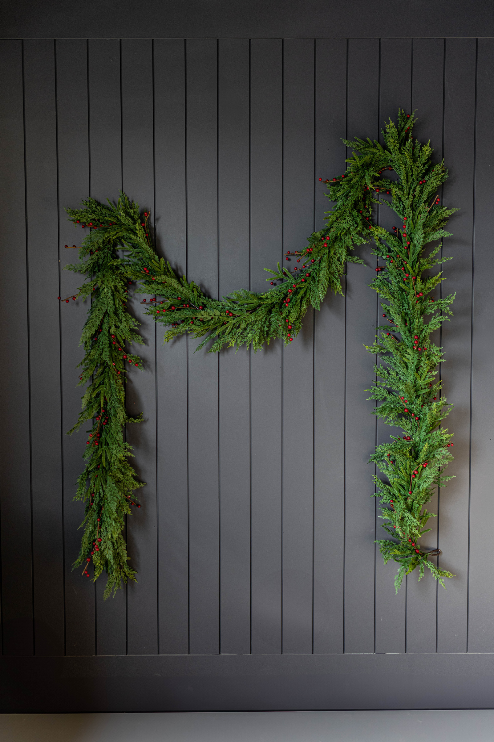 Red Plum Berry Norfolk Cypress Real Touch Garland - 15 Ft - Luxe B Co