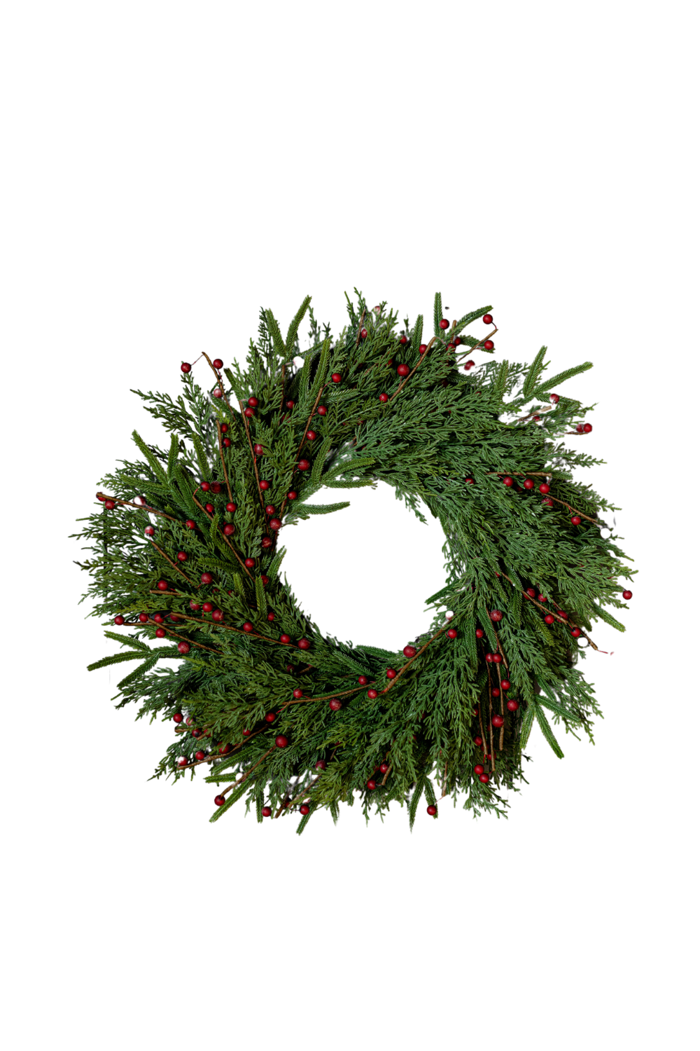 Red Plum Berry Norfolk Cypress Real Touch Wreath - 24" - Luxe B Co