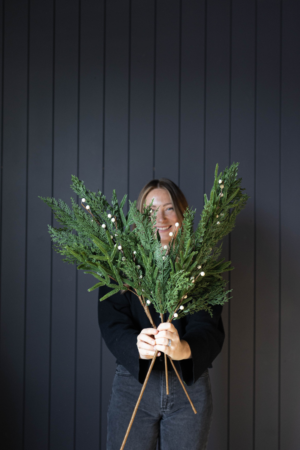 White Plum Berry Norfolk Cypress Real Touch Stems - Luxe B Co