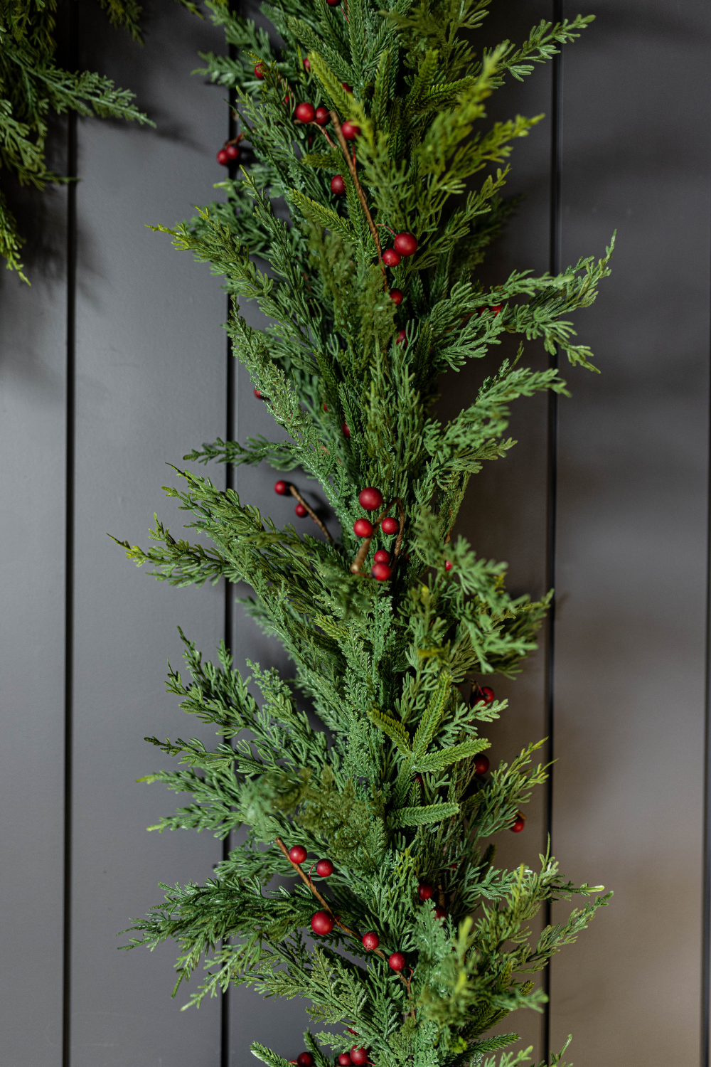 Red Plum Berry Norfolk Cypress Real Touch Garland - 15 Ft - Luxe B Co