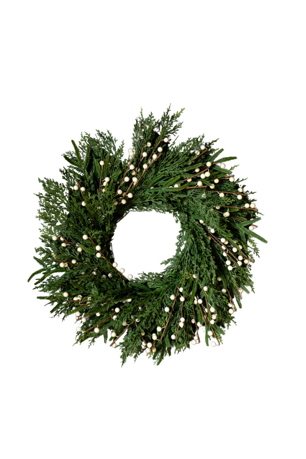 White Plum Berry Norfolk Cypress Real Touch Wreath - 24" - Luxe B Co
