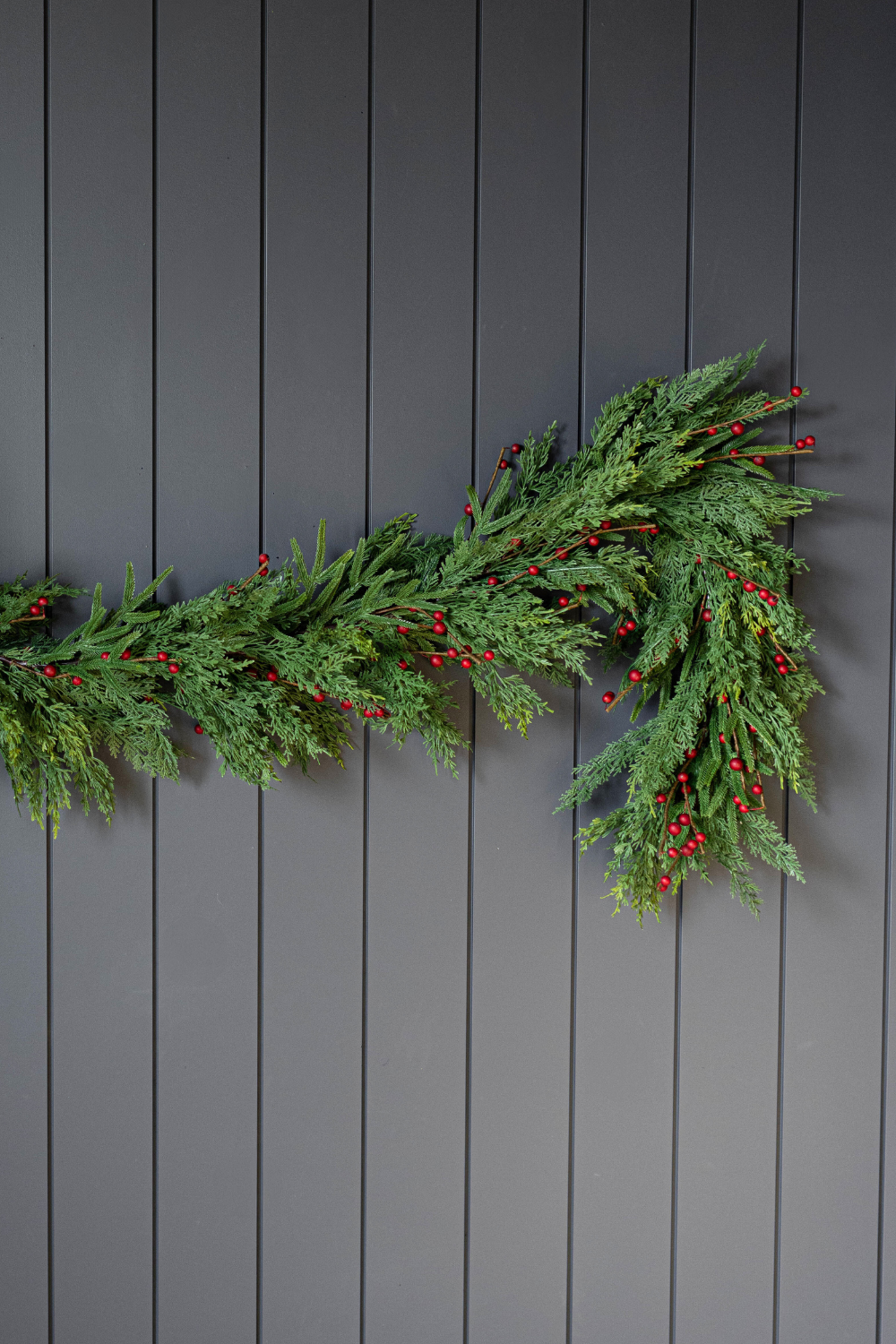 Red Plum Berry Norfolk Cypress Real Touch Garland - 15 Ft - Luxe B Co