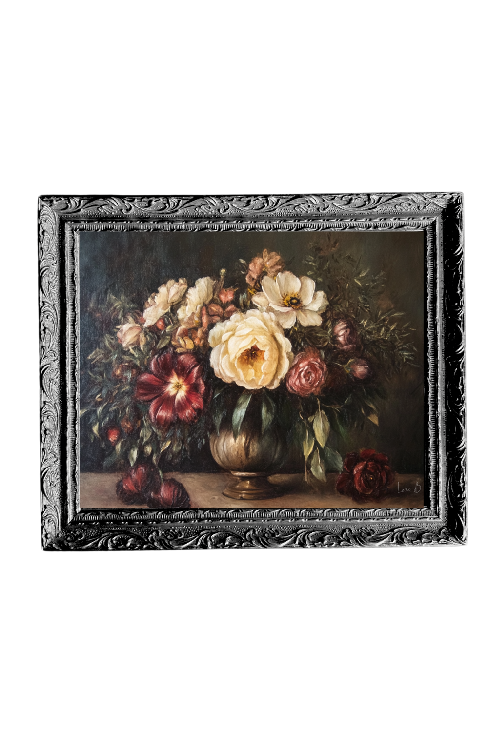 Vintage Floral Bouquet | French Black Mould Framed Art - Luxe B Co