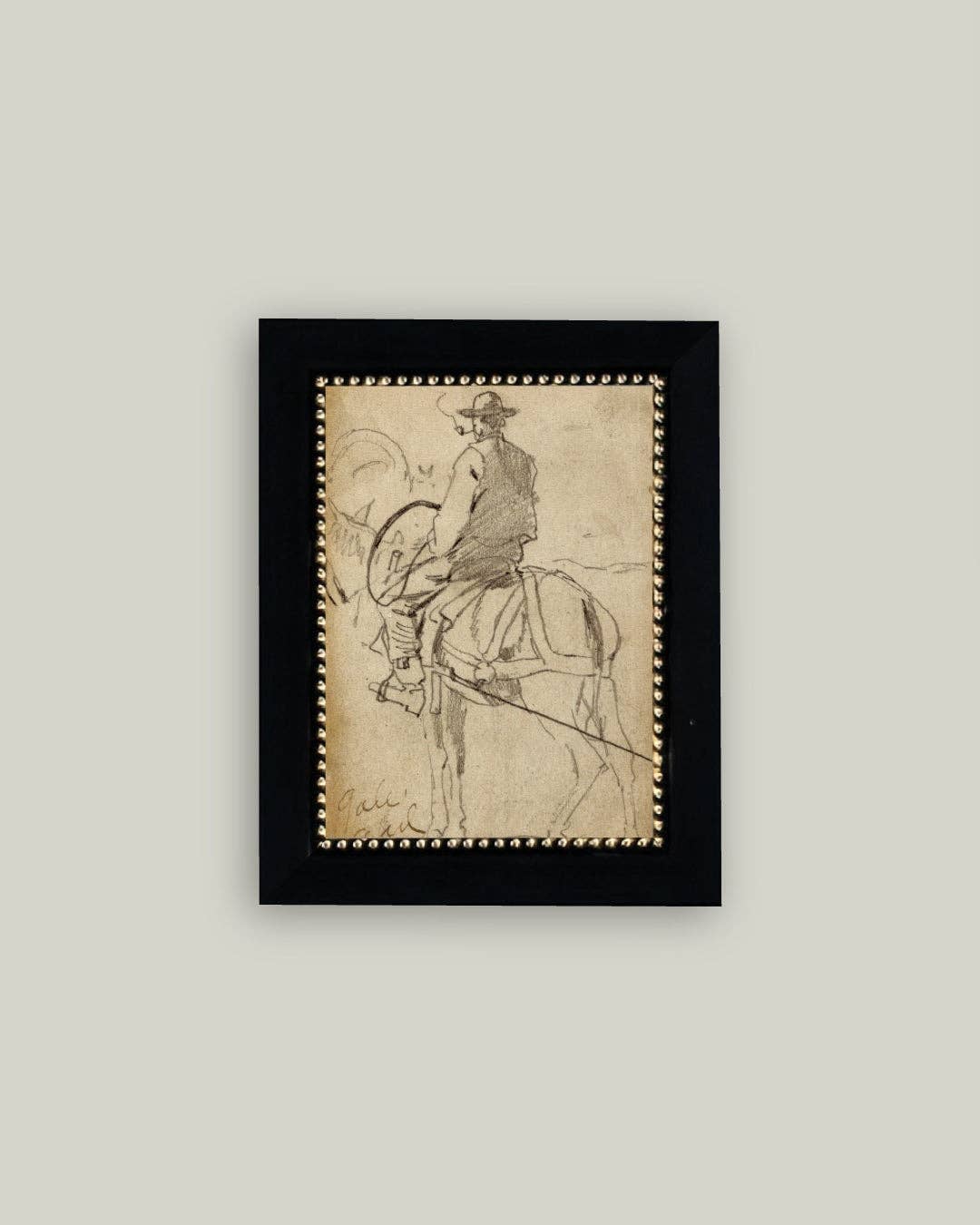 Man Riding a Horse Framed Antique Inspired Art | By Luxe B Co.