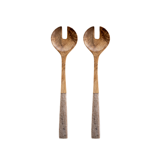 Mango Wood & Marble Serving Spoon Set | By Luxe B Co. 
