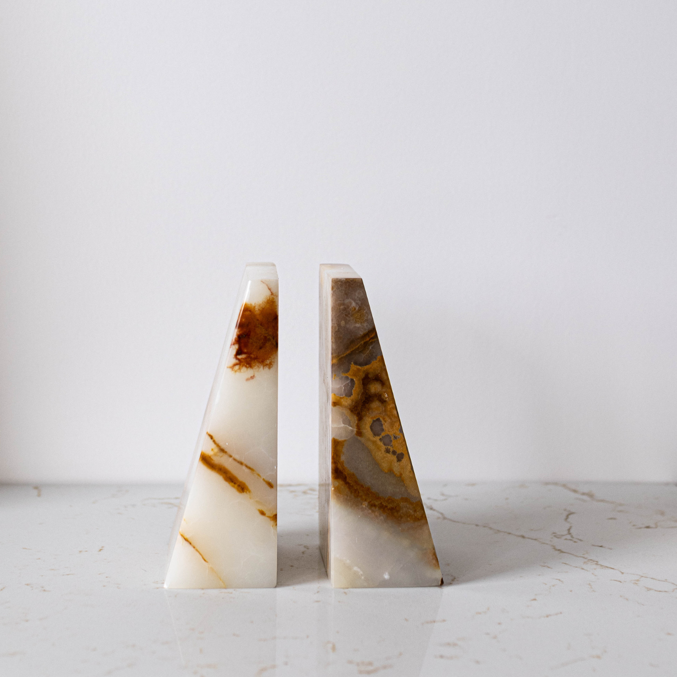 Marble & Onyx Wedge Bookends | By Luxe B Co