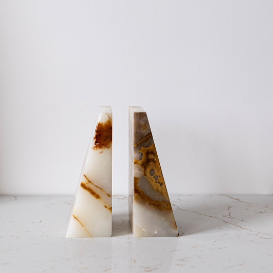 Marble & Onyx Wedge Bookends | By Luxe B Co