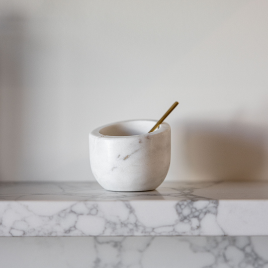 Marble Salt Cellar with Brass Spoon | By Luxe B Co.