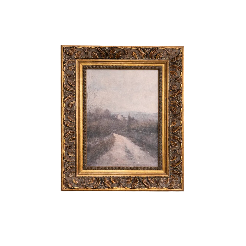 Matin Brumeux | Antique Inspired Gold Leaf Crowned Framed Art By Luxe B Co 