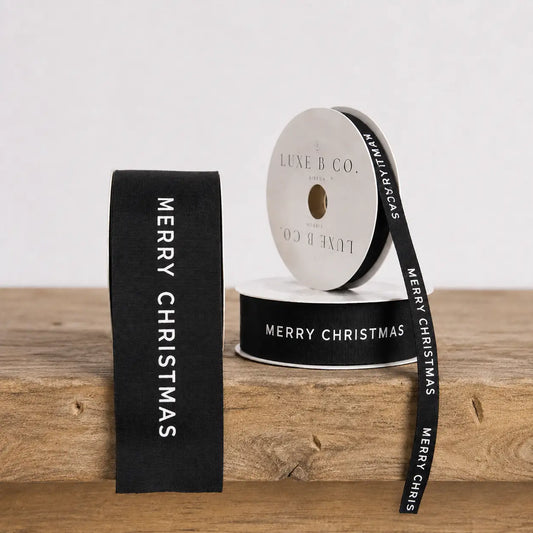 Merry Christmas Ribbon Black Holiday Decor | By Luxe B Co. 
