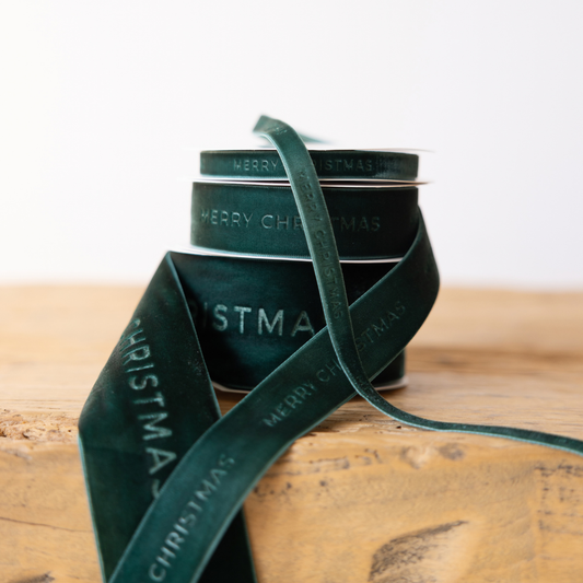 Merry Christmas Ribbon Velvet Green By Luxe B Co. 