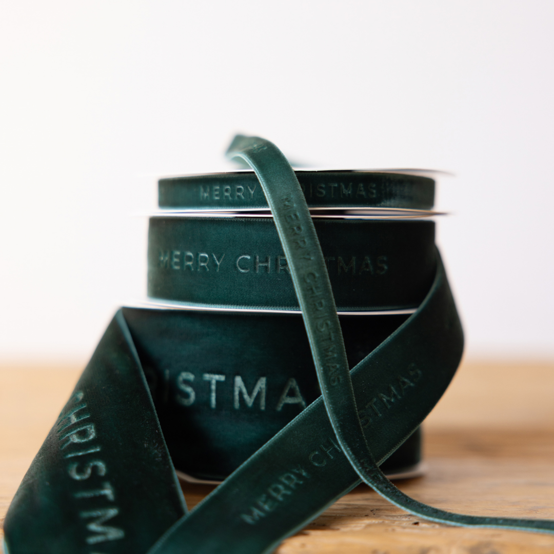 Merry Christmas Ribbon Velvet Green By Luxe B Co. 