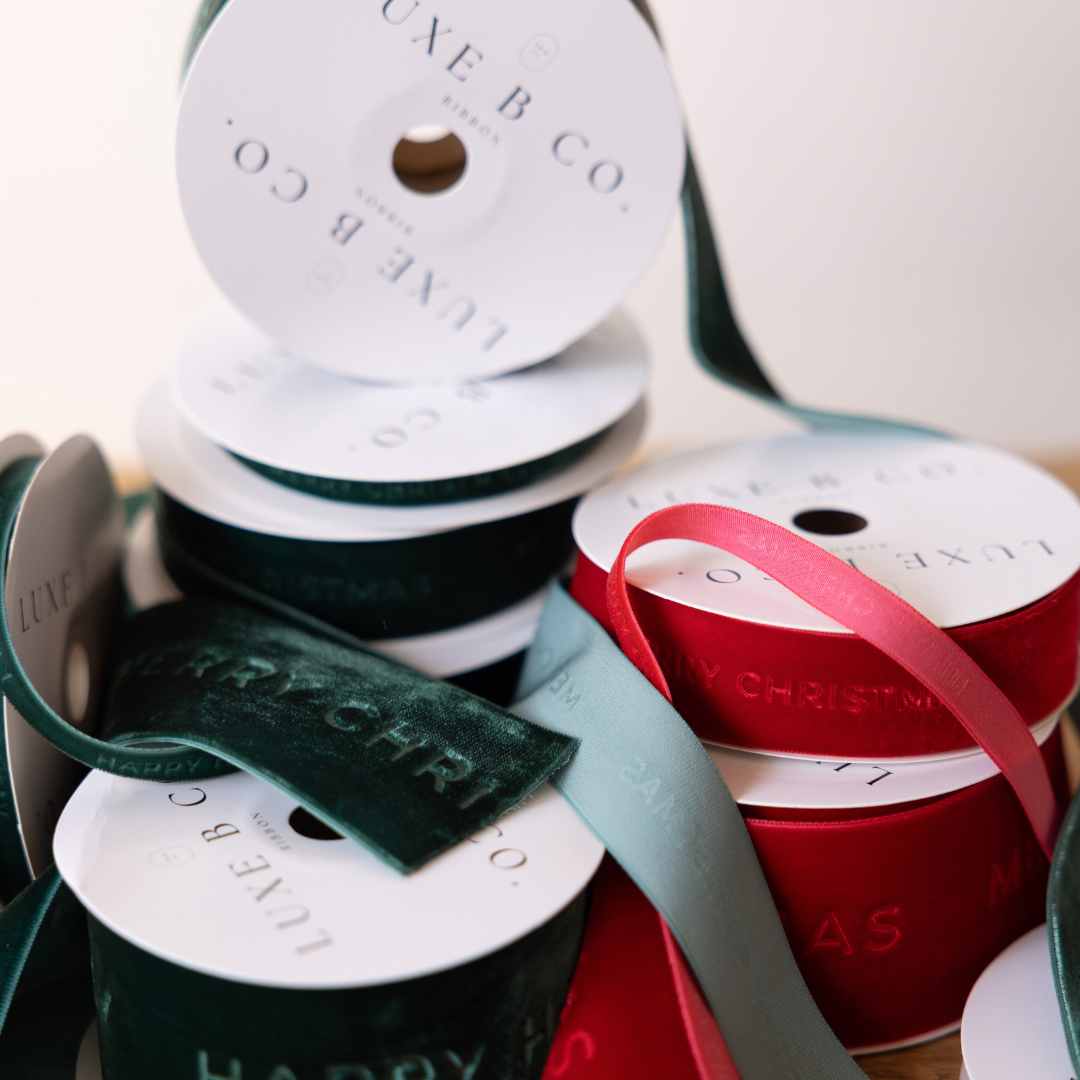 Merry Christmas Ribbon Velvet Green By Luxe B Co. 