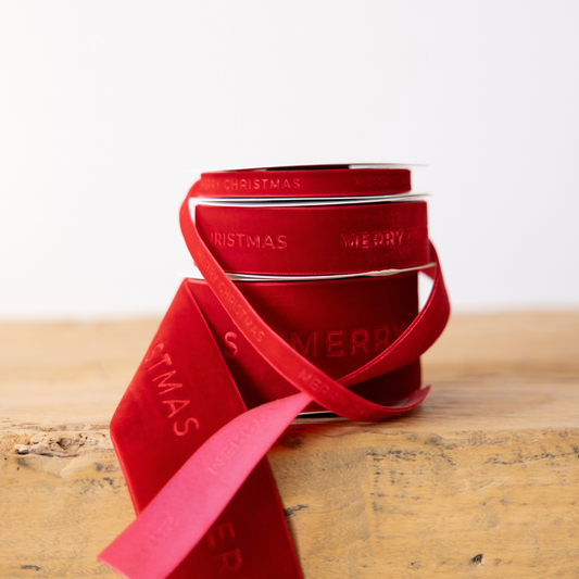Merry Christmas Ribbon Velvet Red By Luxe B Co. 