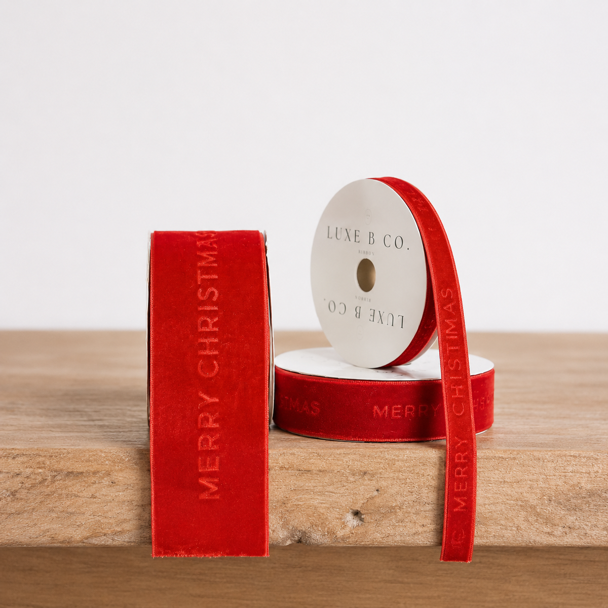 Merry Christmas Ribbon Velvet Red By Luxe B Co. 