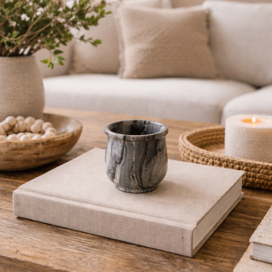 Mini Black Marble Pot