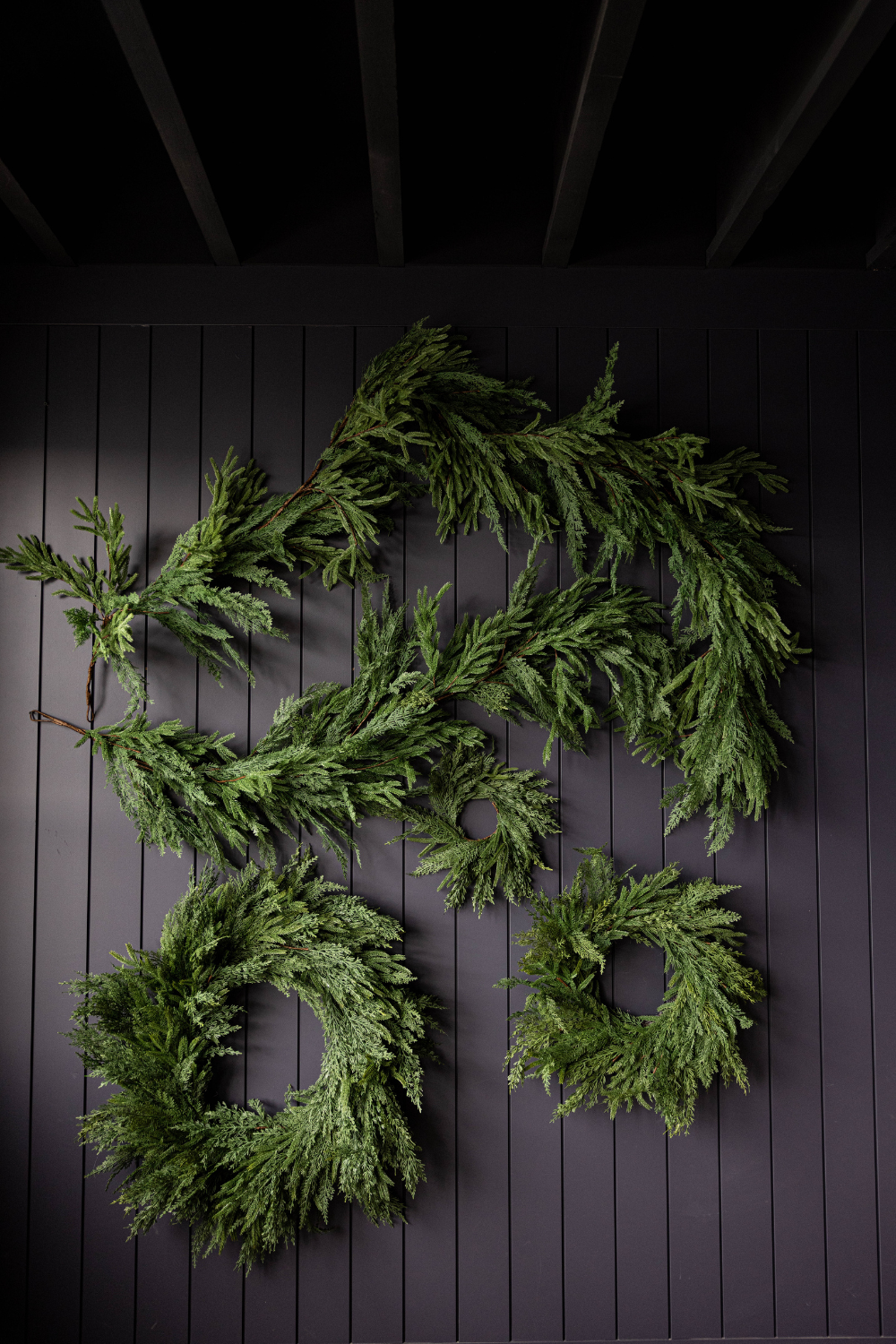 Luxe B Co Norfolk & Cypress mixed real touch 24-inch wreath with lush greenery and natural foliage for holiday decor.