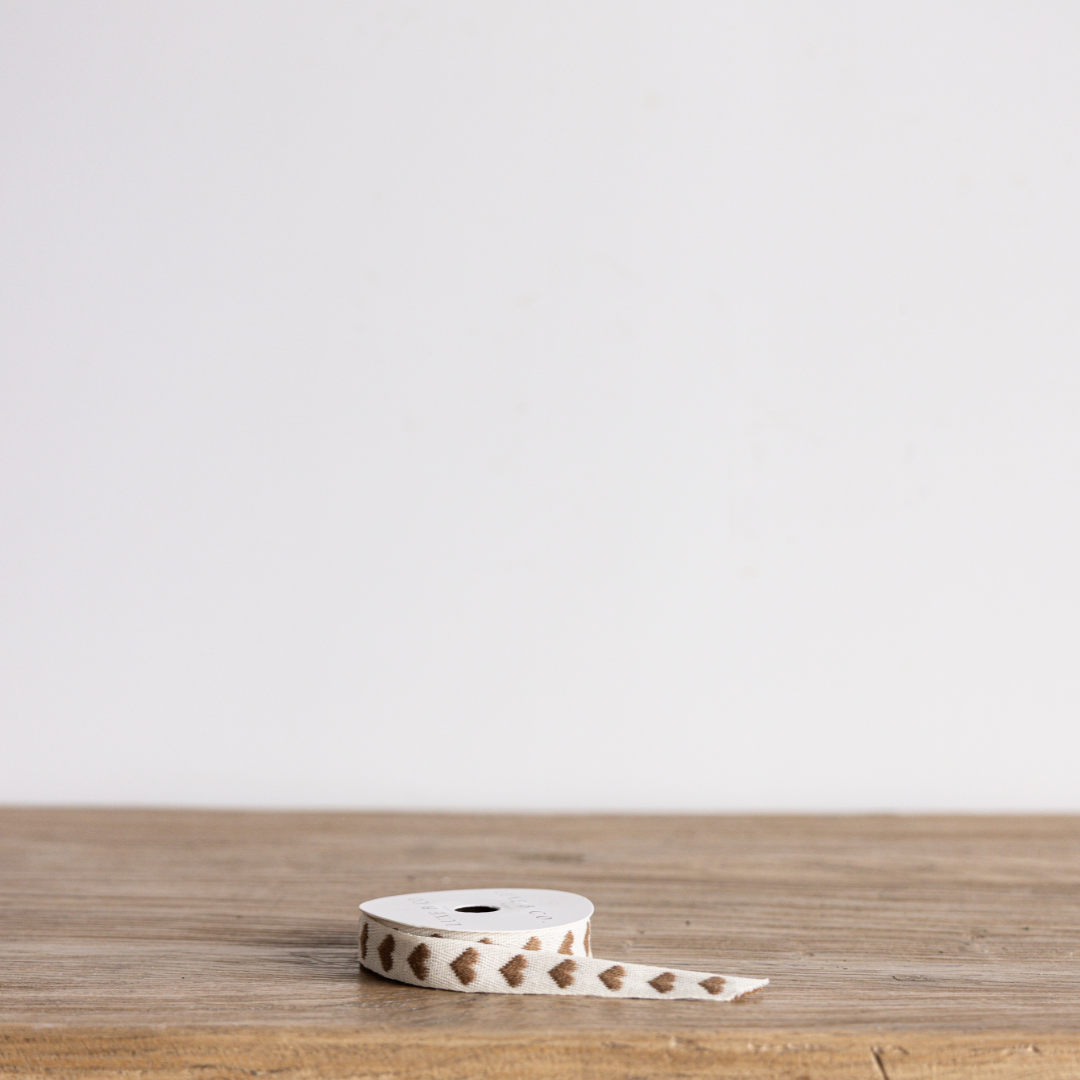 Mocha Brown Hearts Woven Ribbon | By Luxe B Co. 